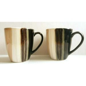 Mug HomeTrends JAZZ Textured Mocha Brown Stripes